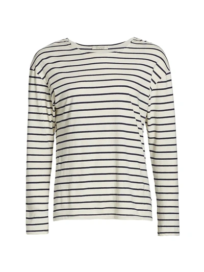 Shop Nili Lotan Arlette Striped Cotton T-shirt In Dark Navy Stripe
