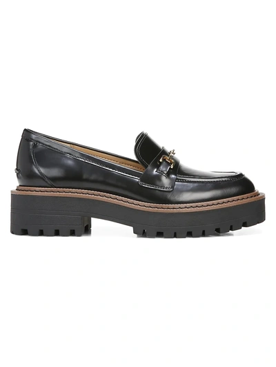 Shop Sam Edelman Women's Laurs Lug-sole Leather Loafers In Black