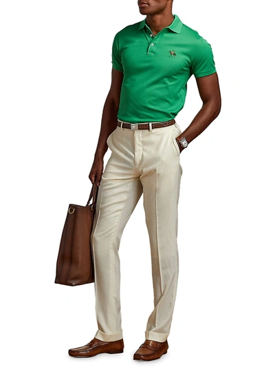 Shop Ralph Lauren Embroidered Cotton Polo Shirt In Nautical Green