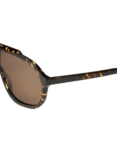 Shop Gucci Men's 99mm Shield Sunglasses In Havana