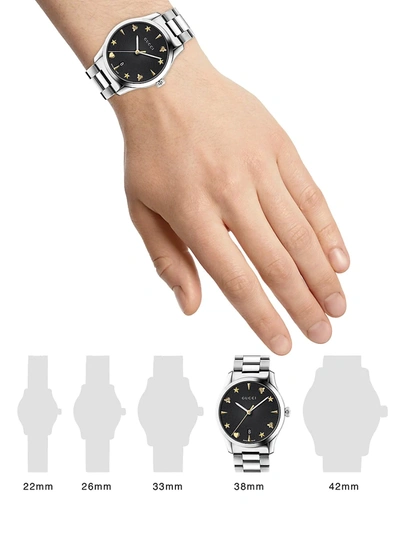 Shop Gucci Men's G-timeless Stainless Steel Bracelet Watch In Black