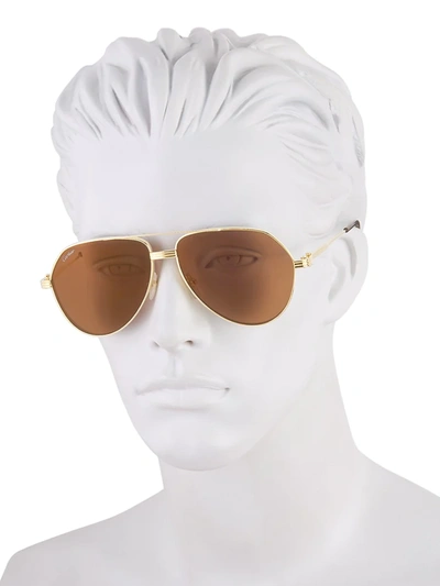 Shop Cartier Men's 61mm Aviator Sunglasses In Gold