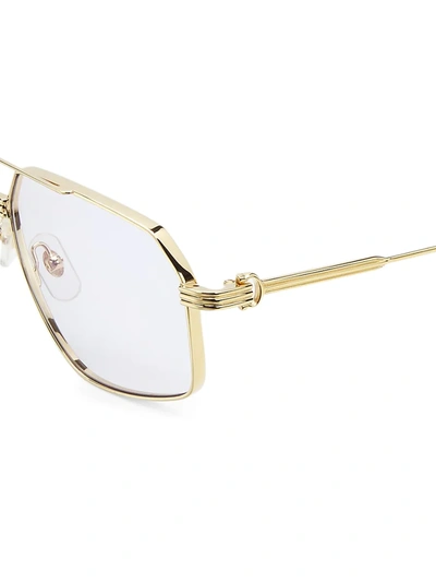 Shop Cartier Men's 58mm Rectangular Sunglasses In Gold