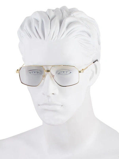 Shop Cartier Men's 58mm Rectangular Sunglasses In Gold