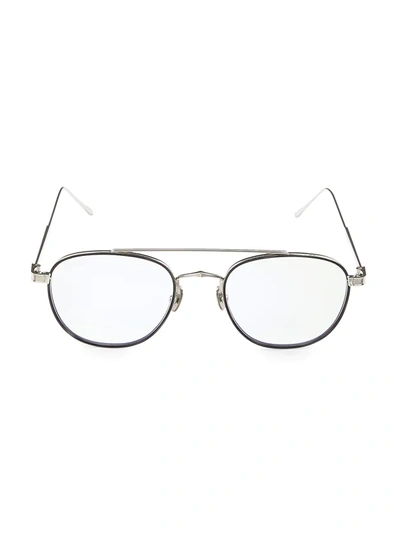 Shop Cartier Men's 53mm Round Sunglasses In Silver