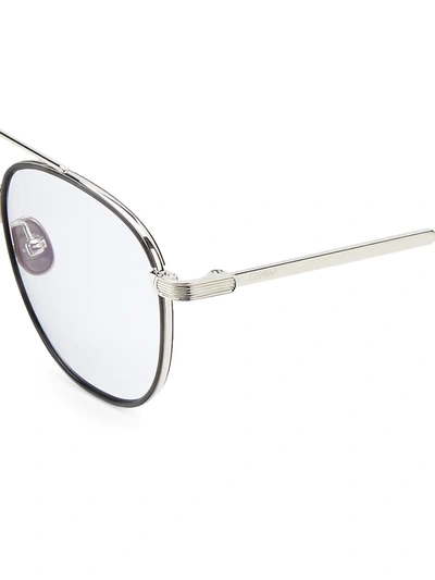 Shop Cartier Men's 53mm Round Sunglasses In Silver