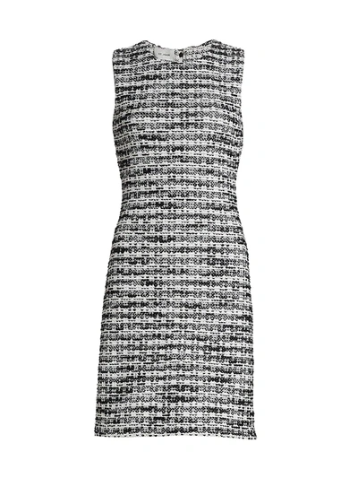 Shop St John Women's Broken Plaid Tweed Dress In Black White