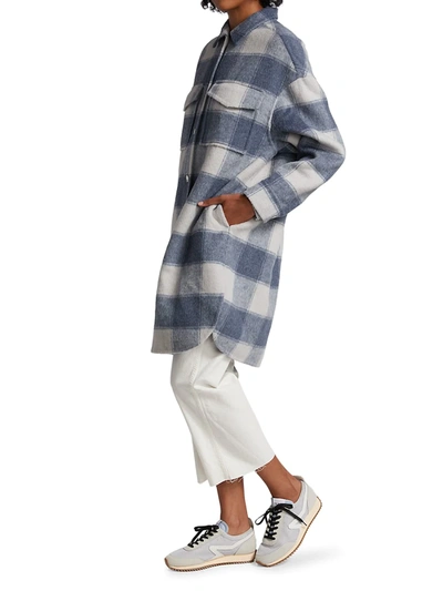 Shop Rails Jaro Wool-blend Shacket In Blue Buffalo Check