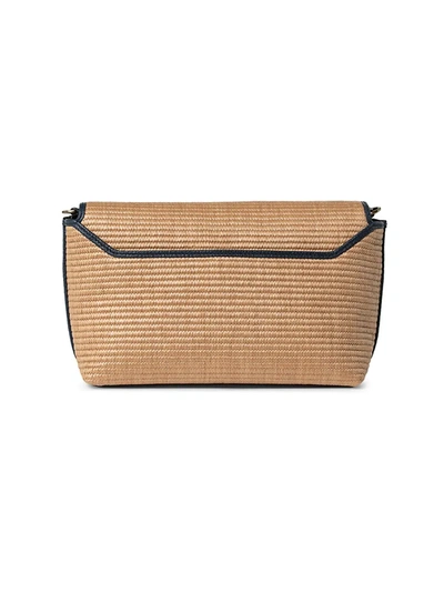 Shop Akris Small Anouk Day Raffia Shoulder Bag In Camel Marine