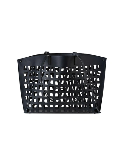 Shop Akris Women's Medium Ai Trapezoid Cutout Leather Shoulder Bag In Denim