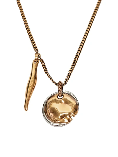 Shop Alexander Mcqueen Two-tone Medium Molten Metal Pendant Necklace In Gold