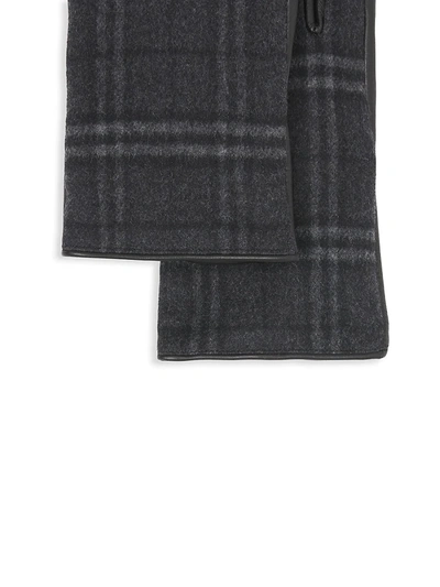 Shop Burberry Gabriel Micro Check Deerskin Gloves In Charcoal