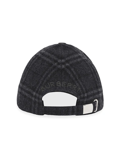 Shop Burberry Check Wool Cashmere Baseball Cap In Charcoal