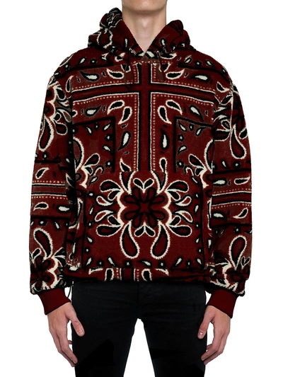Shop Amiri Printed Bandana Fleece Hoodie Sweatshirt In Red Black