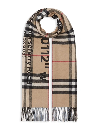 Shop Burberry Cashmere Check Scarf In Archeive Beige Blue