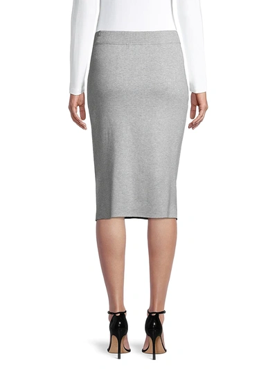Shop Milly Women's Twisted Cable Ribbed Skirt In Heather Grey