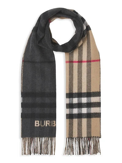 Shop Burberry Men's Giant Check Cashmere Scarf In Archive Beige Black