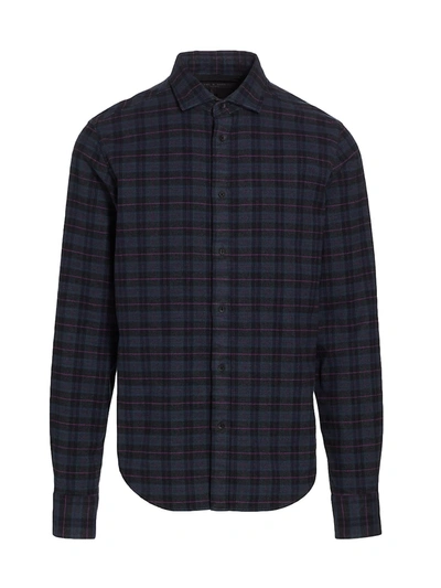 Shop Rag & Bone Pursuit Rove Long-sleeve Collared Shirt In Grey Multi