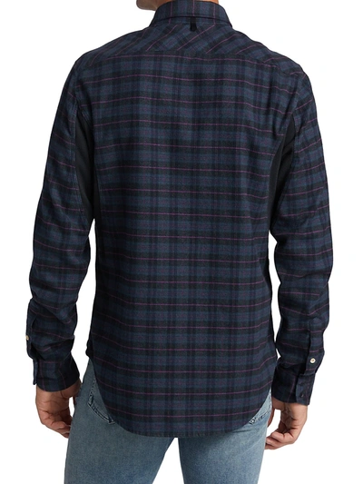 Shop Rag & Bone Pursuit Rove Long-sleeve Collared Shirt In Grey Multi