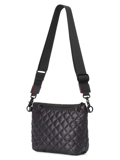 Shop Mz Wallace Women's Small Metro Scout Quilted Nylon Crossbody Bag In Black Oxford