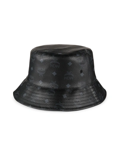 Shop Mcm Men's Visetos Monogram Bucket Hat In Black