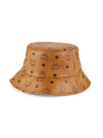 Shop Mcm Men's Visetos Monogram Bucket Hat In Cognac