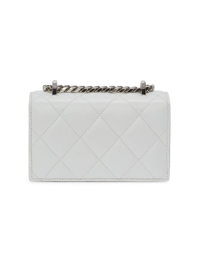 Shop Alexander Mcqueen Women's Mini Quilted Leather Jewelled Satchel In White Silver