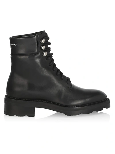 Shop Alexander Wang Women's Andy Hiker Logo Leather Boots In Black