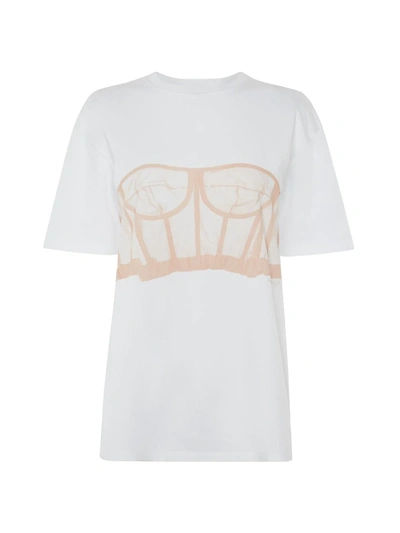Shop Alexander Mcqueen Women's Corset Print T-shirt In White Rose