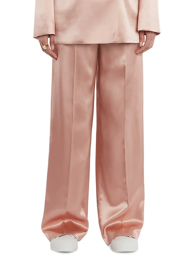 Shop Alexander Mcqueen Wide-leg Silk Pants In Rose Gold