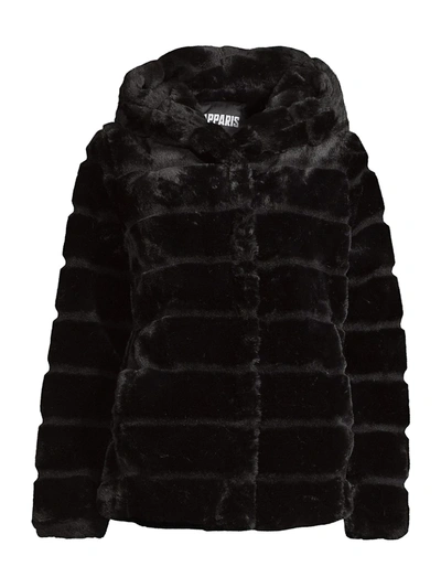 Shop Apparis Women's Goldie 4 Paneled Faux Fur Jacket In Noir