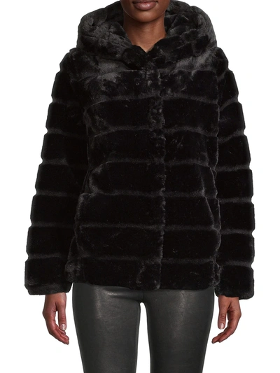 Shop Apparis Women's Goldie 4 Paneled Faux Fur Jacket In Noir
