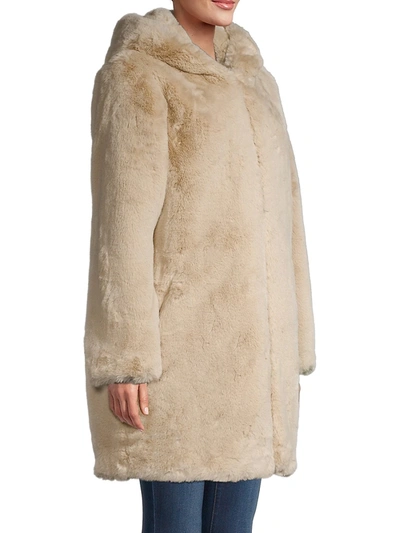 Shop Apparis Women's Myra Hooded Faux Fur Coat In Latte