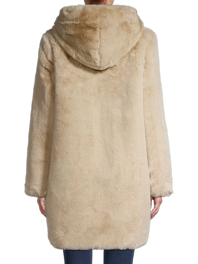 Shop Apparis Women's Myra Hooded Faux Fur Coat In Latte