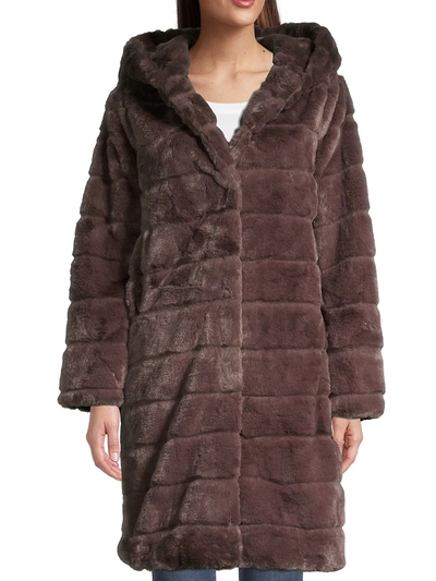 Shop Apparis Women's Celina 2 Paneled Faux Fur Coat In Tobacco