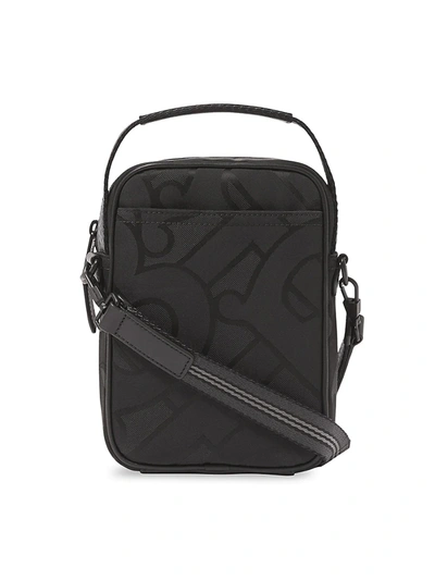 Shop Burberry Men's Wyatt Logo Jacquard Pocket Bag In Black