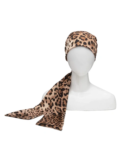 Shop Eugenia Kim Gigi Leopard-print Headscarf In Camel Black