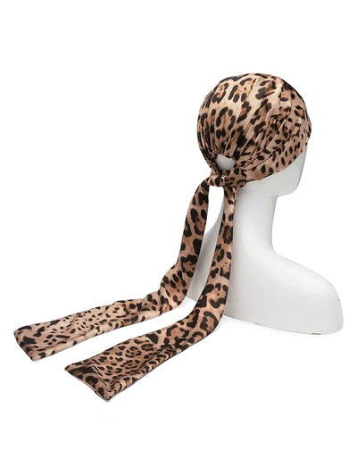 Shop Eugenia Kim Gigi Leopard-print Headscarf In Camel Black