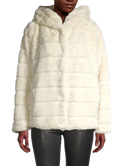 Shop Apparis Women's Goldie 4 Paneled Faux Fur Jacket In Ivory