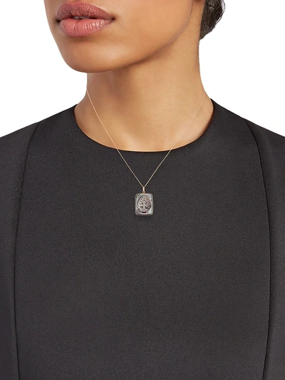 Shop Ginette Ny Women's Bliss 18k Rose Gold & Mother-of-pearl Buddha Pendant Necklace In Grey