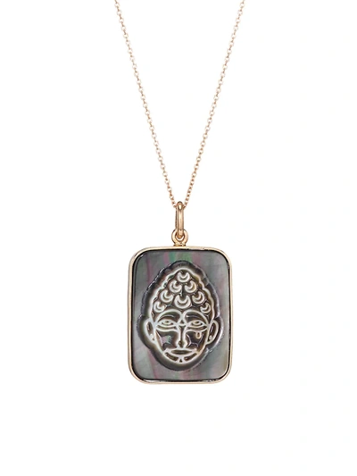 Shop Ginette Ny Women's Bliss 18k Rose Gold & Mother-of-pearl Buddha Pendant Necklace In Grey
