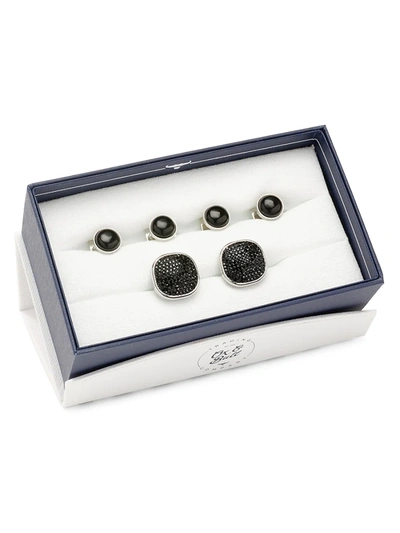Shop Cufflinks, Inc Men's 3-piece Ox And Bull Trading Co. Mixed Pave Crystal And Onyx Stud Set In Black