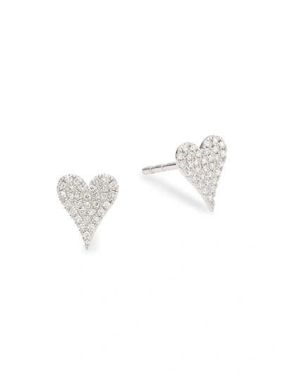 Shop Saks Fifth Avenue Women's 14k White Gold & 0.10 Tcw Diamond Heart Stud Earrings