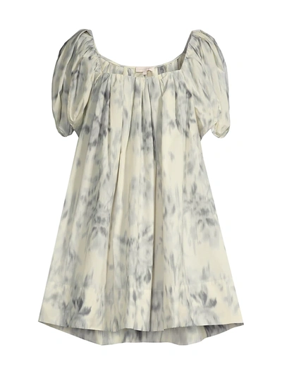 Shop Rebecca Taylor Whisper Rose Babydoll Dress In Silver Combo