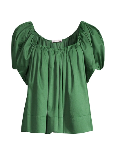 Shop Rebecca Taylor Women's Tulip Sleeve Top In Emerald