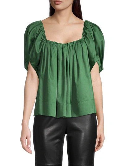 Shop Rebecca Taylor Women's Tulip Sleeve Top In Emerald