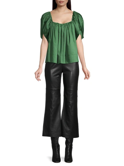 Shop Rebecca Taylor Women's Tulip Sleeve Top In Emerald