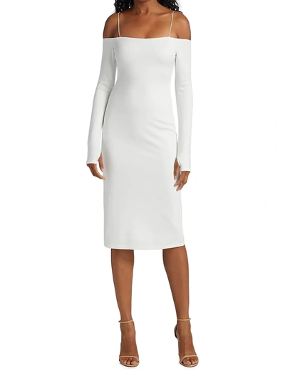 Shop Alice And Olivia Women's Dorinda Off-the-shoulder Midi Dress In White