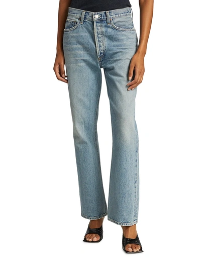 Shop Agolde Mid-rise Relaxed Boot Cut Jeans In Cornerstone Vintage Bluewith