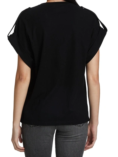 Shop Ag Khloe Epaulet T-shirt In True Black